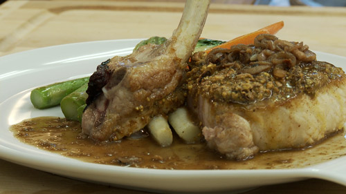 Côte de porc Nagano en croûte de pistaches