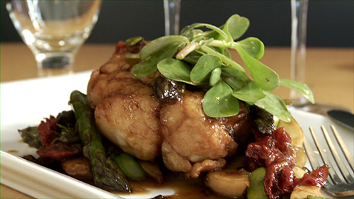 Ris de veau crousti-fondants et ragoût de champignons