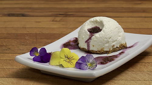 Gâteau au fromage vanille de Madagascar et confiture bleuets-mandarines