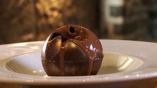 Abracadabra (sphère chocolatée crème et bananes)